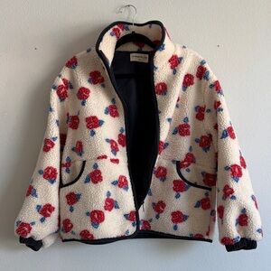 Women's Floral Fleece Jacket, size Small